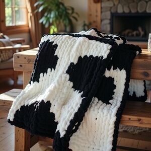 Chunky Black and White Throw Blanket